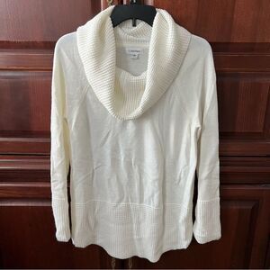 Calvin Klein Off-White Cowl Neck Classic Winter Knit Long Sleeve Sweater M